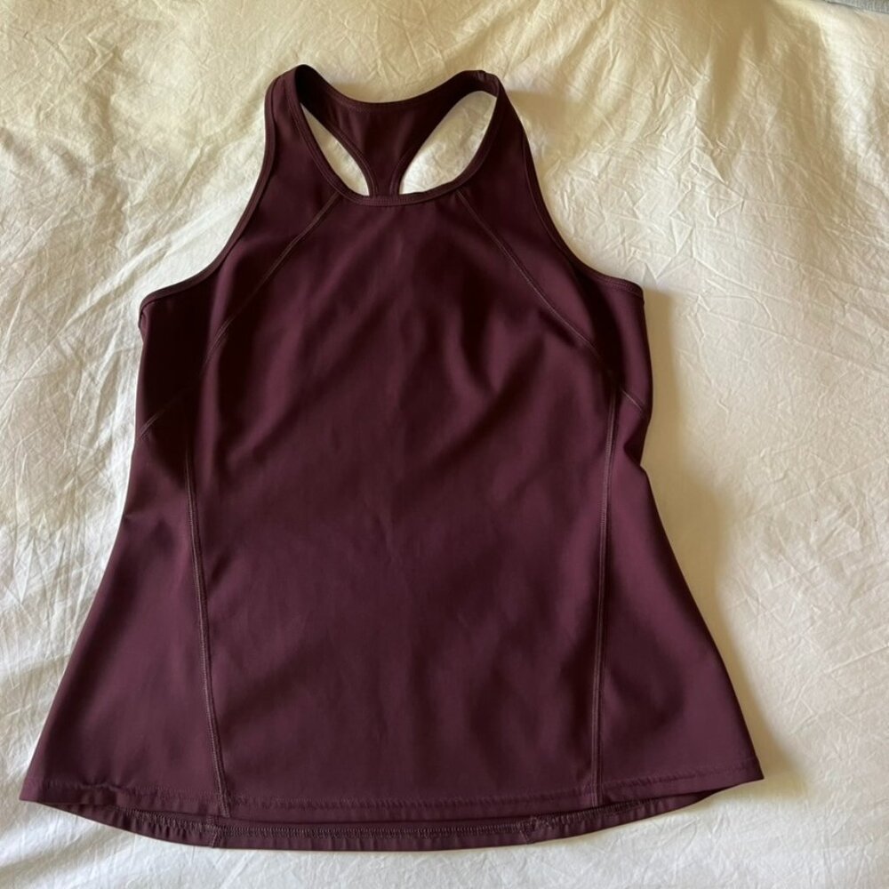 LNDR NWOT L soft racerback long workout tank maroon purple wine burgundy